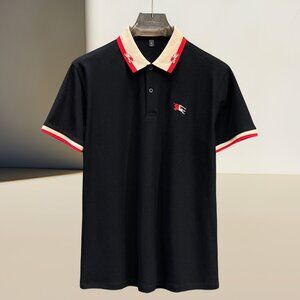 Burberry Black Polo Shirt with Contrast Collar